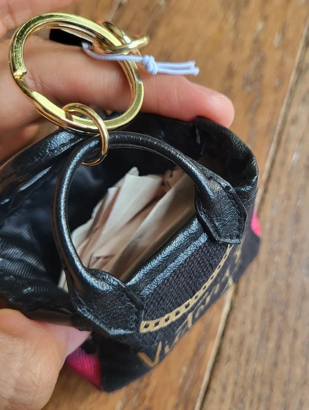 Victoria’s Secret Mini City Tote Keychain Bag Charm Goldtone Hardware